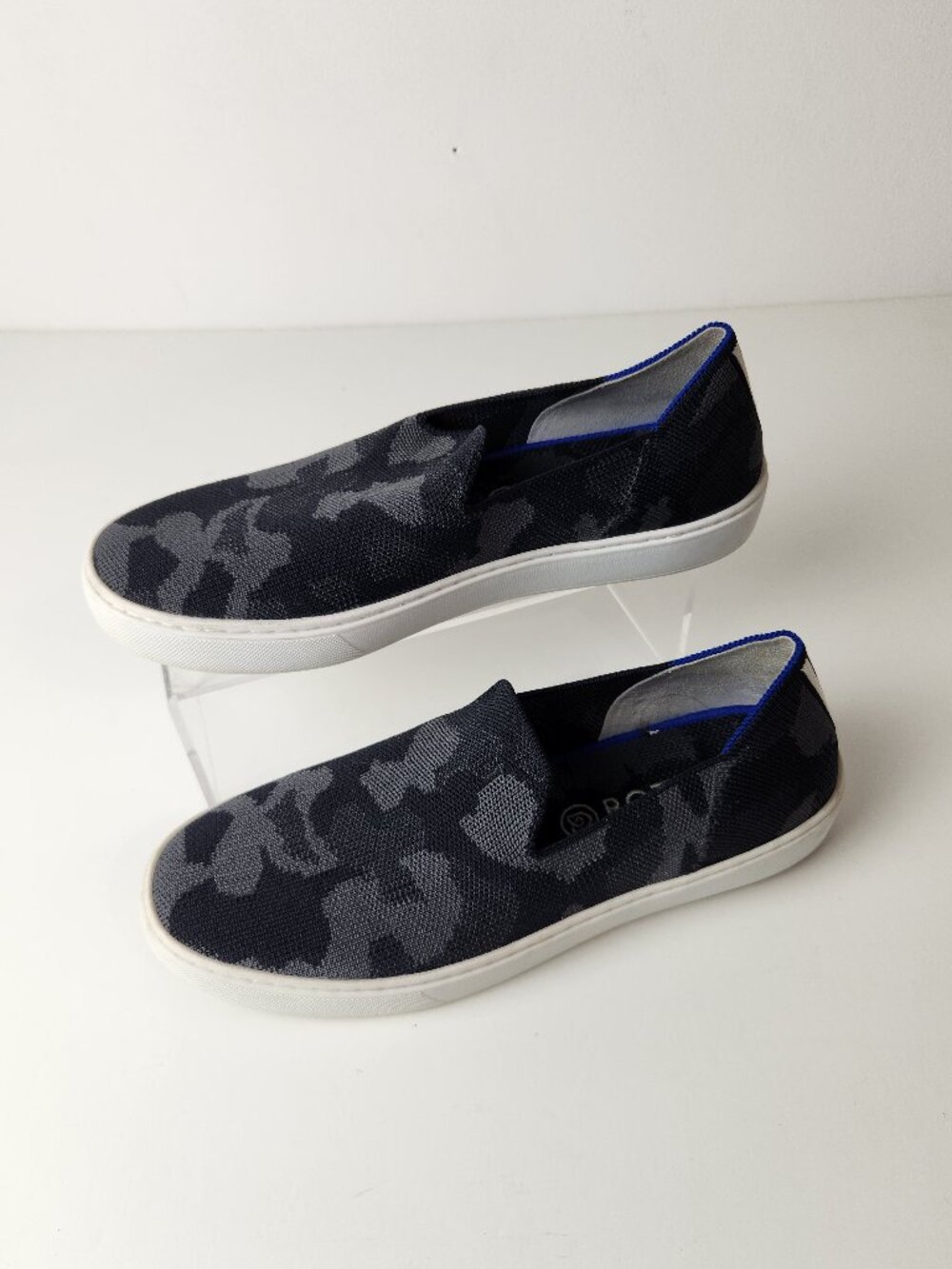 Rothys Shoes Womens 8 Gray Camo Knit The Original Slip On Sneaker Casual Comfy